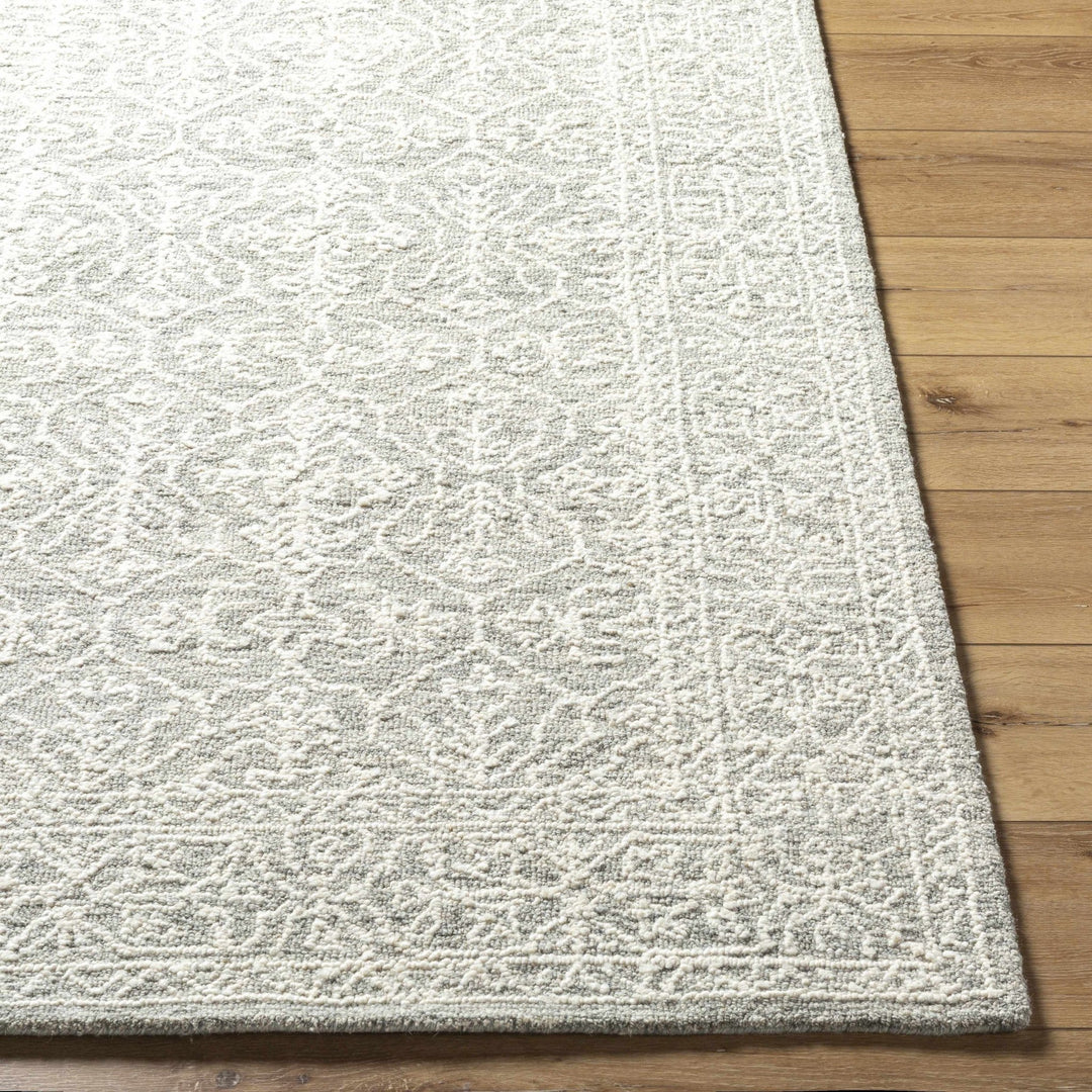 Hand Tufted Gray And Off White Traditional Wool Area Rug - The Rug Decor