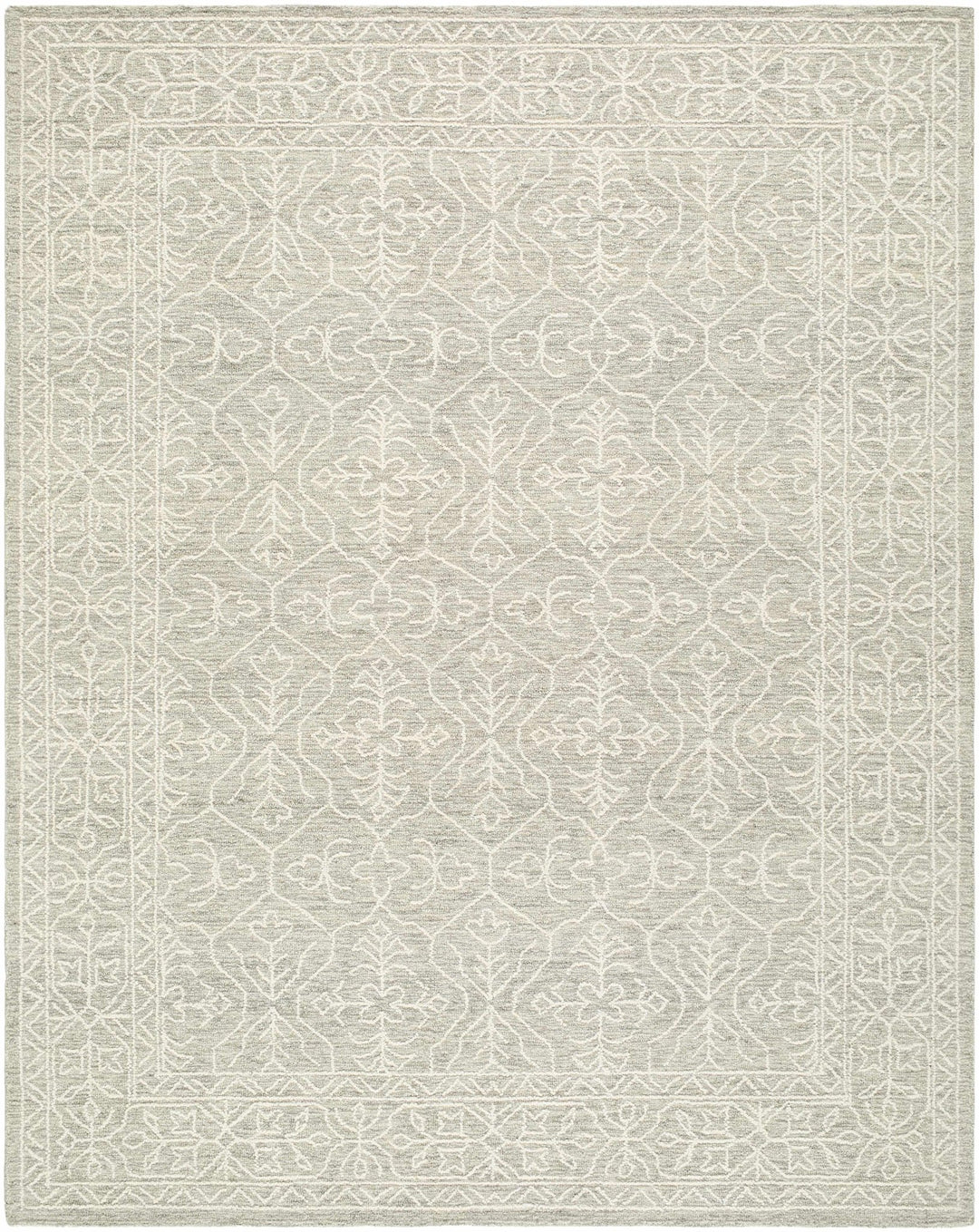 Hand Tufted Gray And Off White Traditional Wool Area Rug - The Rug Decor