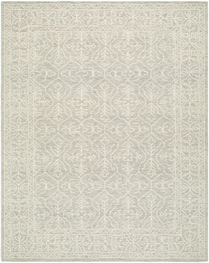 Hand Tufted Gray And Off White Traditional Wool Area Rug - The Rug Decor