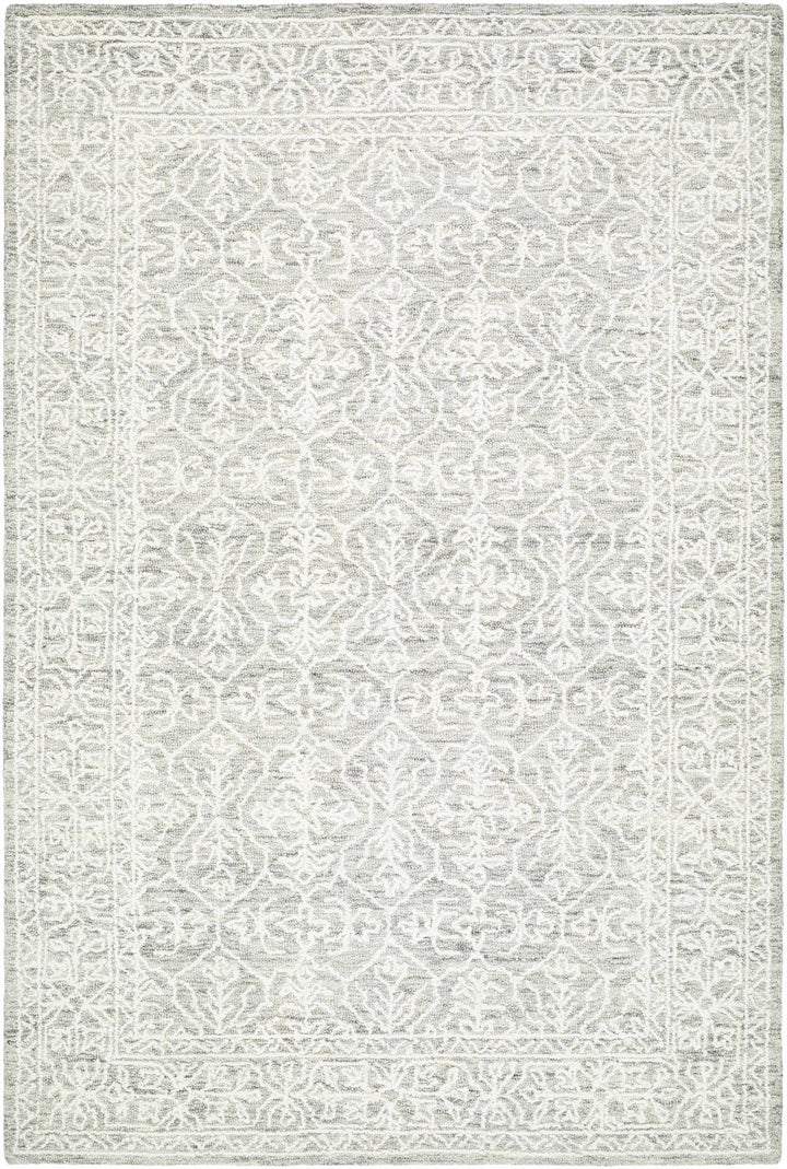Hand Tufted Gray And Off White Traditional Wool Area Rug - The Rug Decor