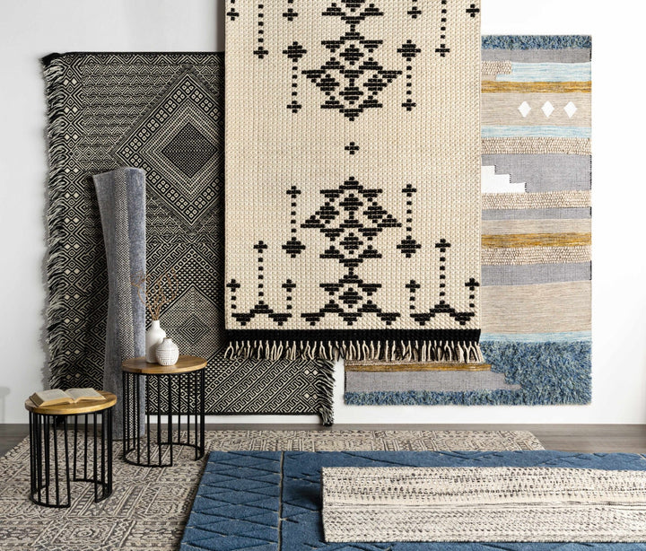 Hand Woven Beige, Charcoal and Gray Chevron Design Multi size wool area Rug - The Rug Decor