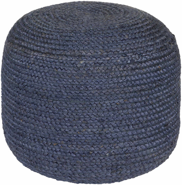 Hand Woven Blue Cylindrical Natural jute Pouf - The Rug Decor