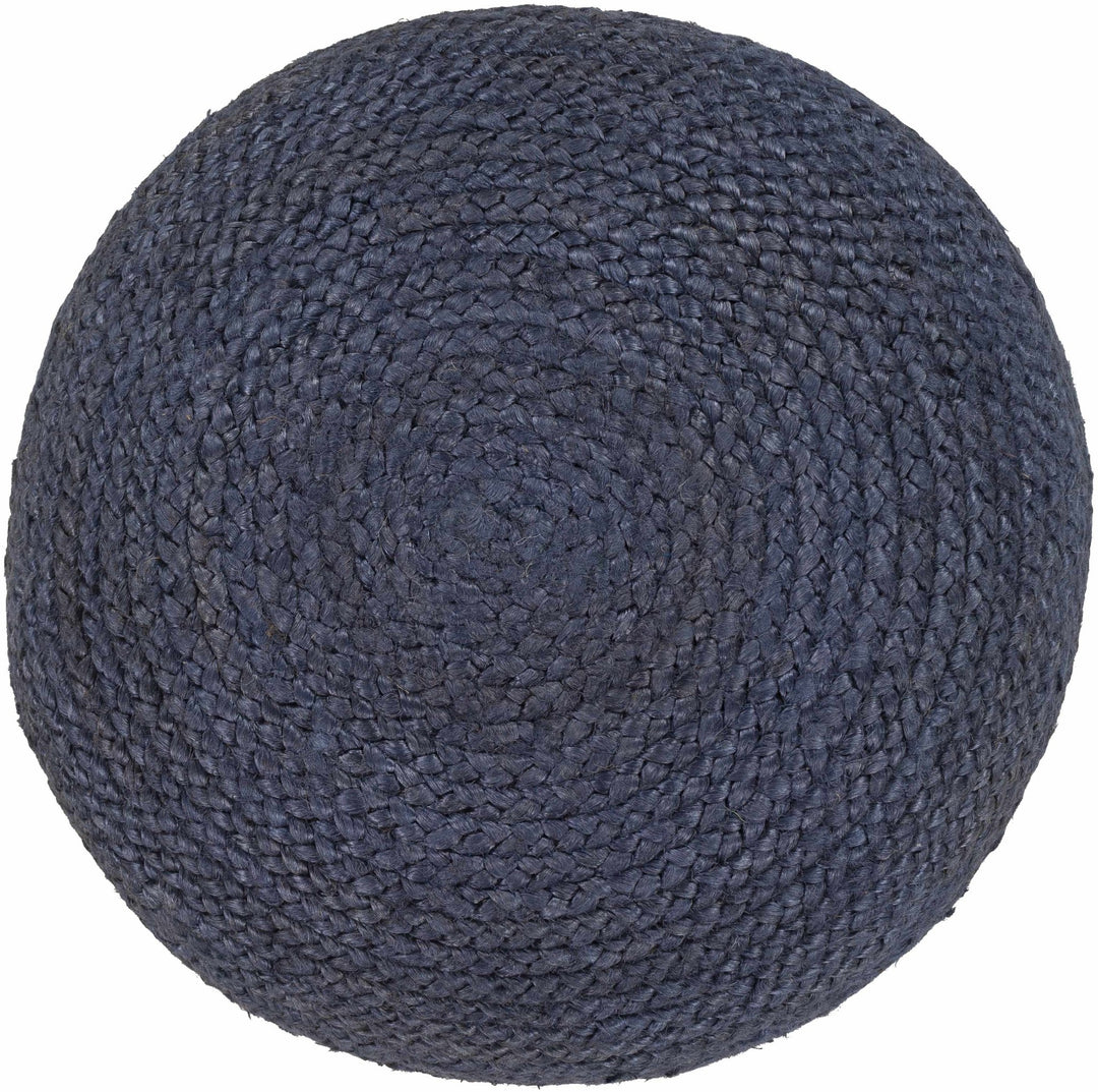 Hand Woven Blue Cylindrical Natural jute Pouf - The Rug Decor