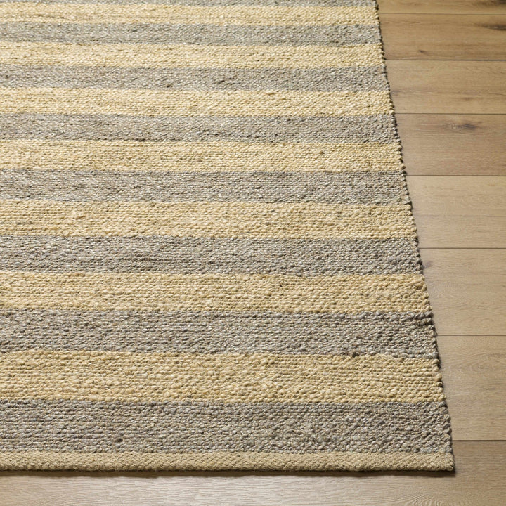 Hand Woven Geometrical stripes Design Gray and natural brown jute rug - The Rug Decor
