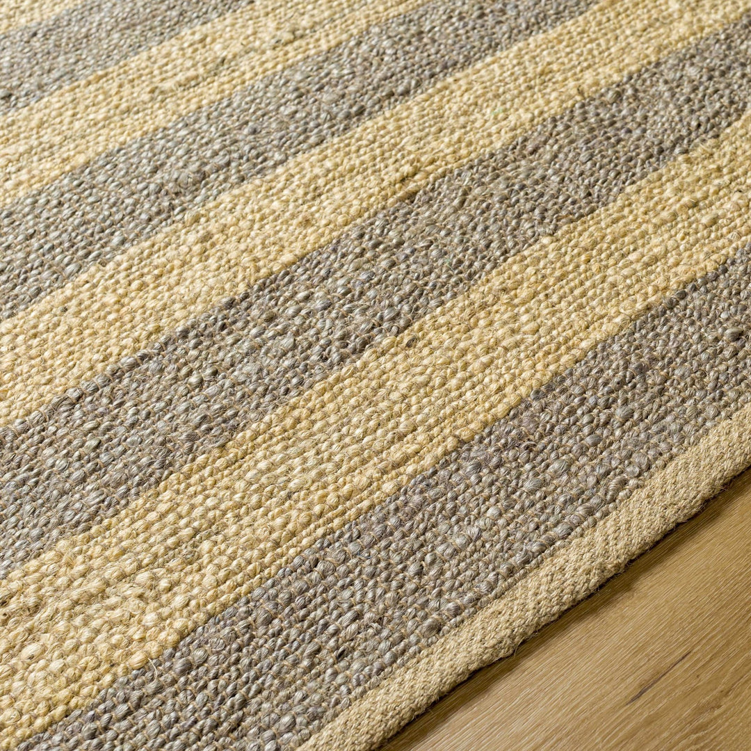 Hand Woven Geometrical stripes Design Gray and natural brown jute rug - The Rug Decor