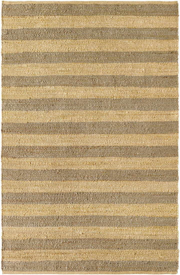Hand Woven Geometrical stripes Design Gray and natural brown jute rug - The Rug Decor