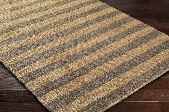 Hand Woven Geometrical stripes Design Gray and natural brown jute rug - The Rug Decor
