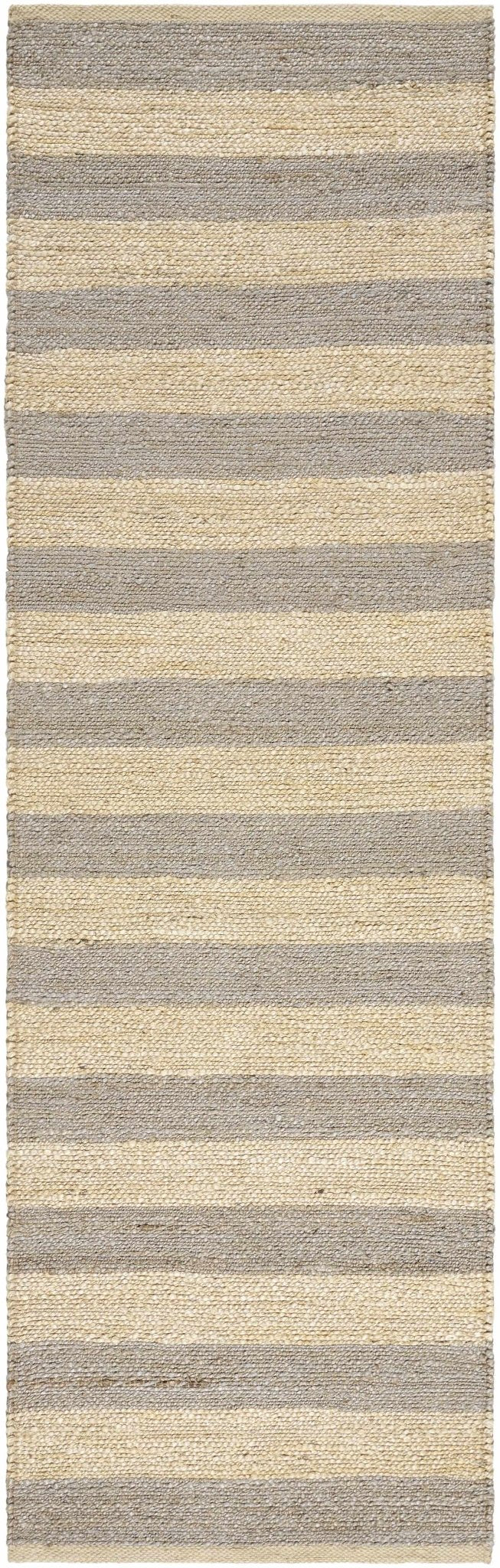 Hand Woven Geometrical stripes Design Gray and natural brown jute rug - The Rug Decor