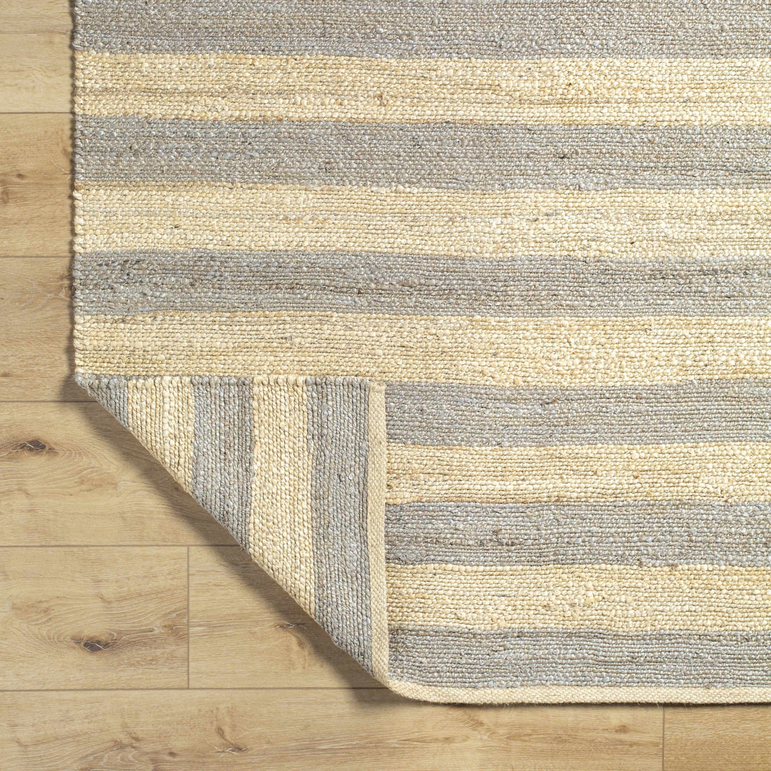 Hand Woven Geometrical stripes Design Gray and natural brown jute rug - The Rug Decor