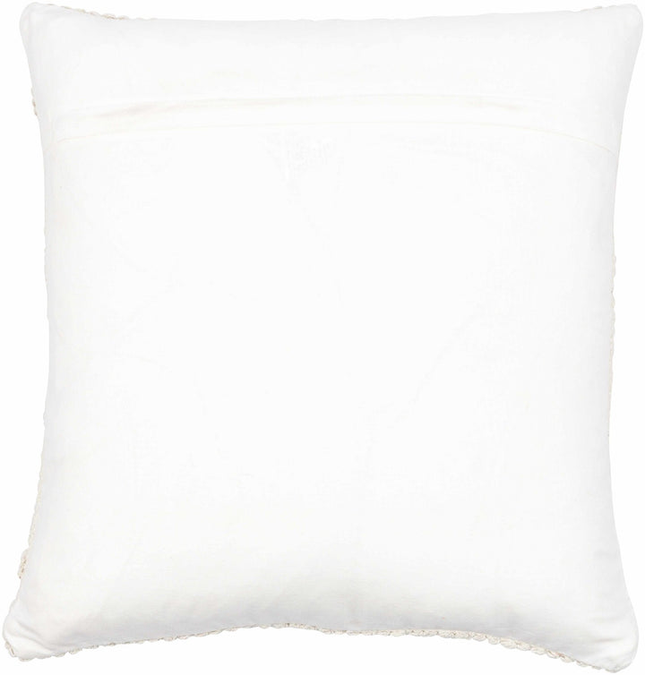 Hand Woven Ivory Textured Crochet Chevron Design Cotton Square Throw Pillow - The Rug Decor