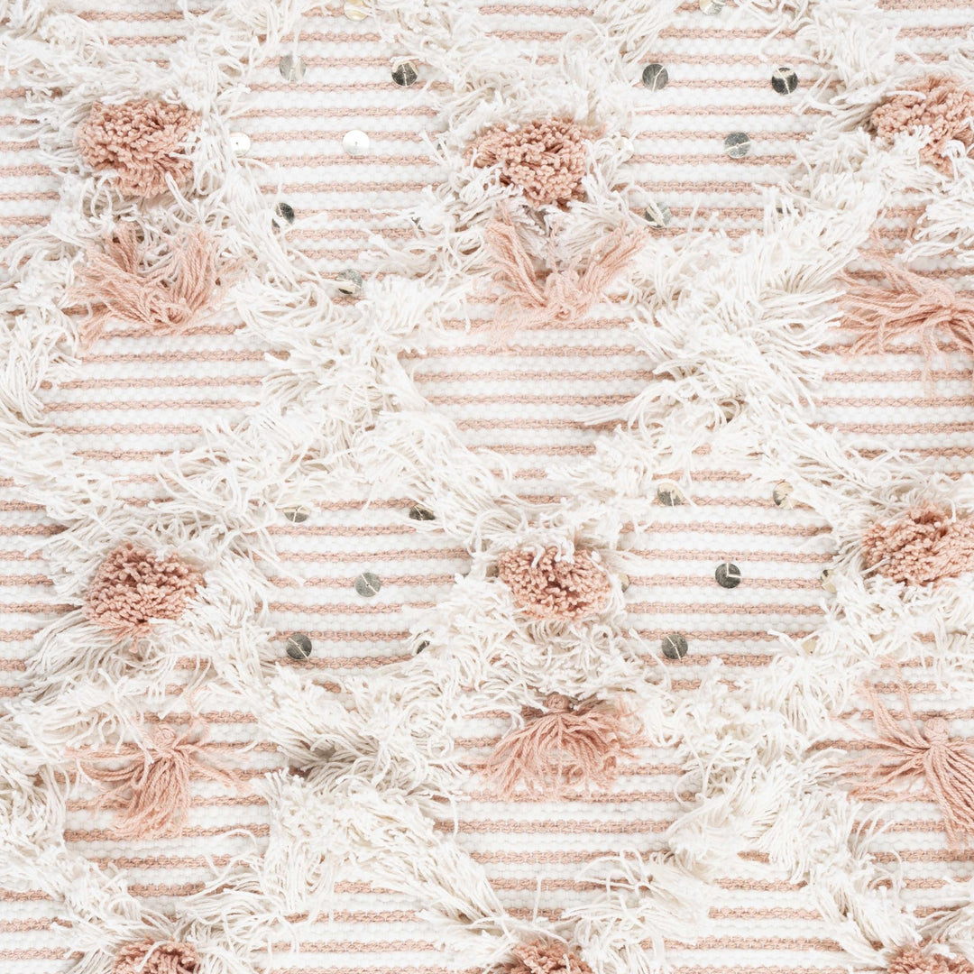 Hand Woven Peach and Ivory Modern Geometrical High Low Texture Wall Hanging - The Rug Decor