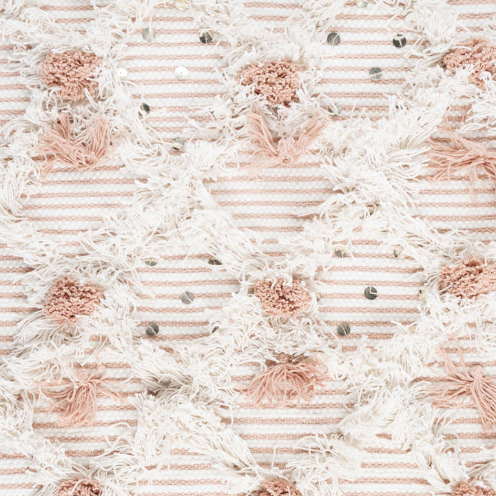 Hand Woven Peach and Ivory Modern Geometrical High Low Texture Wall Hanging - The Rug Decor