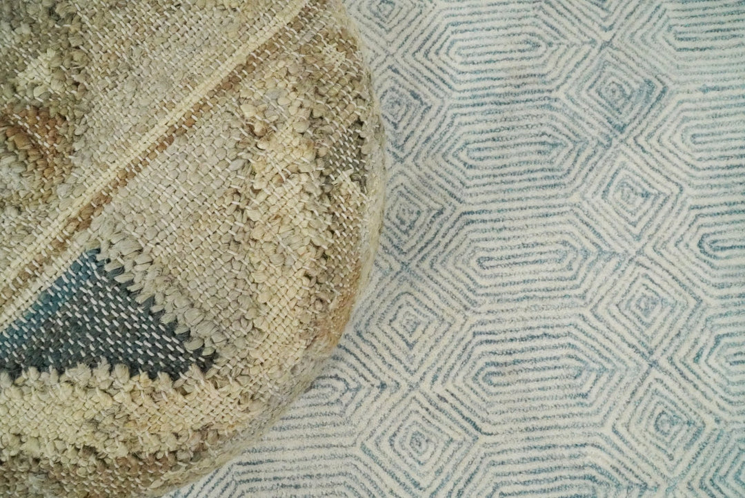 Handmade Boho Natural Brown and Ivory Wooden Stool - The Rug Decor