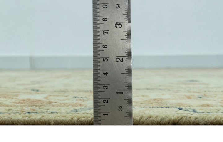 Heriz Traditional Design Beige And Blue 5.6x8 Hand Knotted Wool Area Rug - The Rug Decor