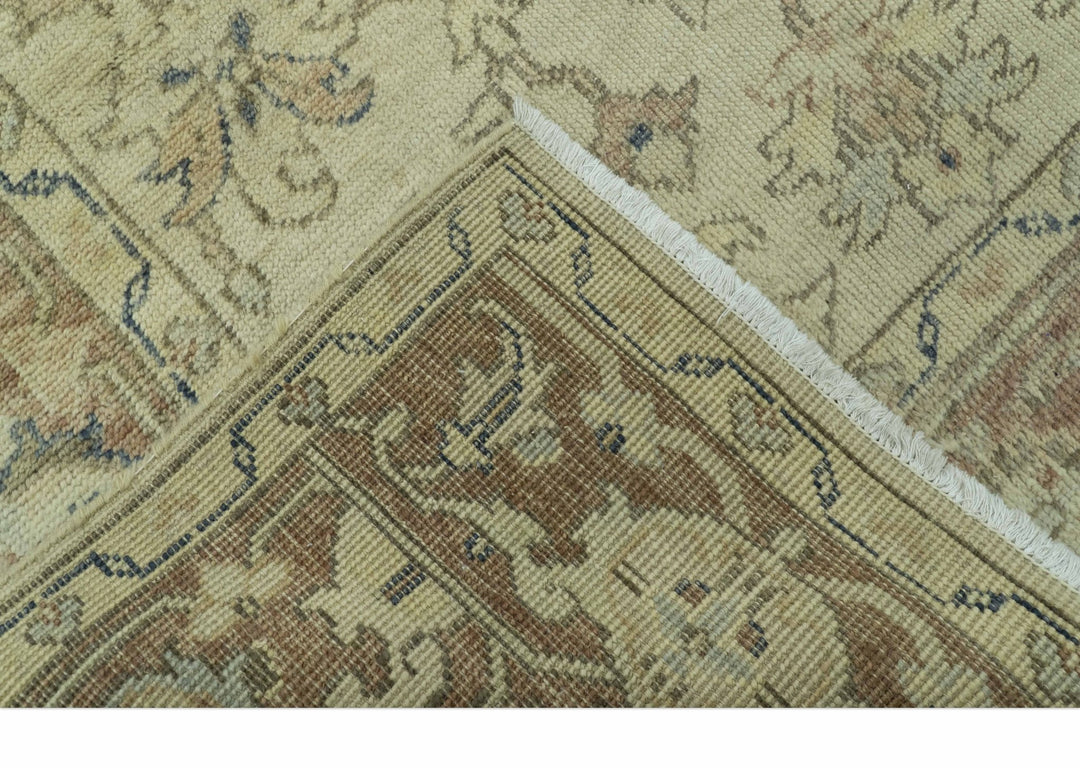 Heriz Traditional Design Beige And Blue 5.6x8 Hand Knotted Wool Area Rug - The Rug Decor