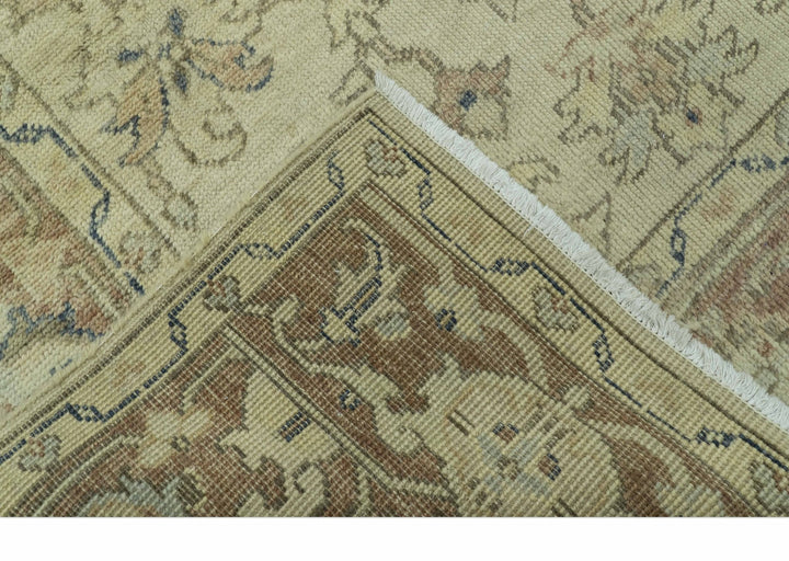 Heriz Traditional Design Beige And Blue 5.6x8 Hand Knotted Wool Area Rug - The Rug Decor