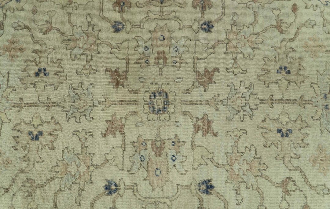 Heriz Traditional Design Beige And Blue 5.6x8 Hand Knotted Wool Area Rug - The Rug Decor