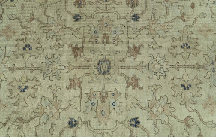 Heriz Traditional Design Beige And Blue 5.6x8 Hand Knotted Wool Area Rug - The Rug Decor