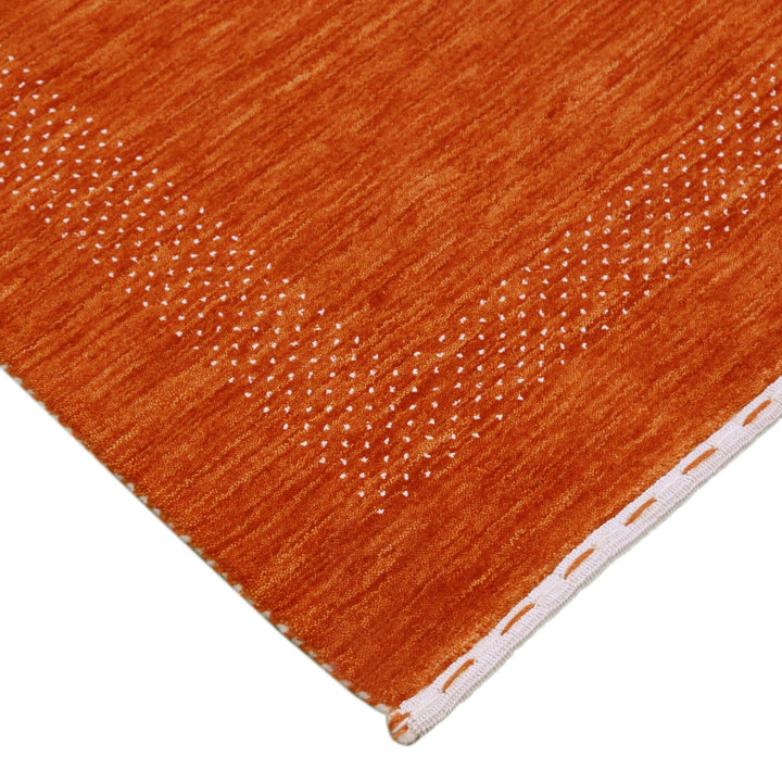 In Stock Orange Contemporary Center Pattern Hand Loomed Wool Rug - The Rug Decor