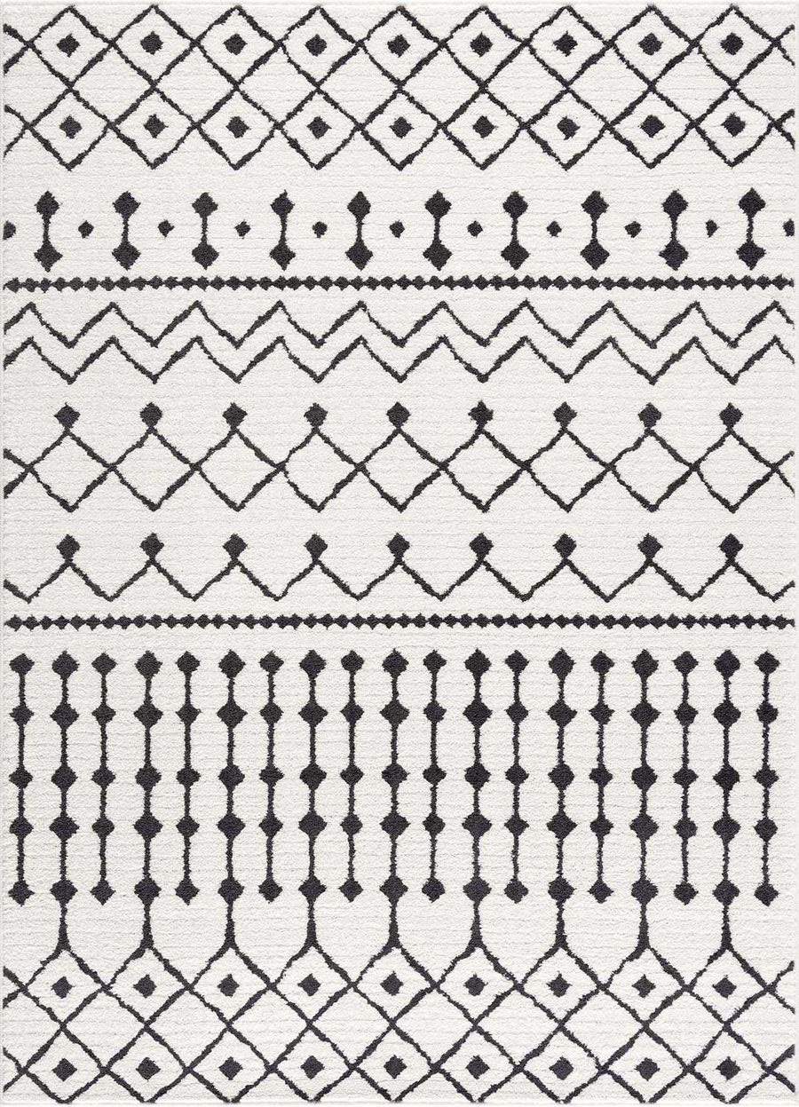 Ivory and Charcoal Traditional Tribal Design Multi size area rug - The Rug Decor