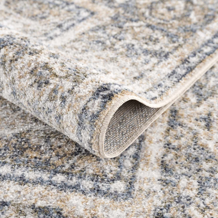 Ivory, Beige and Charcoal Vintage Style Traditional Oriental design Washable Area Rug - The Rug Decor