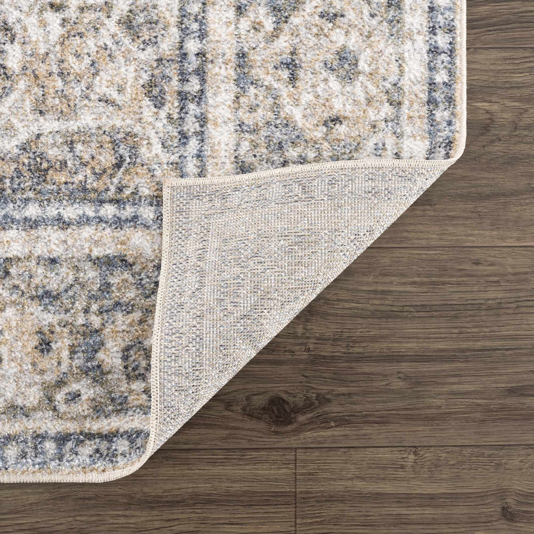 Ivory, Beige and Charcoal Vintage Style Traditional Oriental design Washable Area Rug - The Rug Decor
