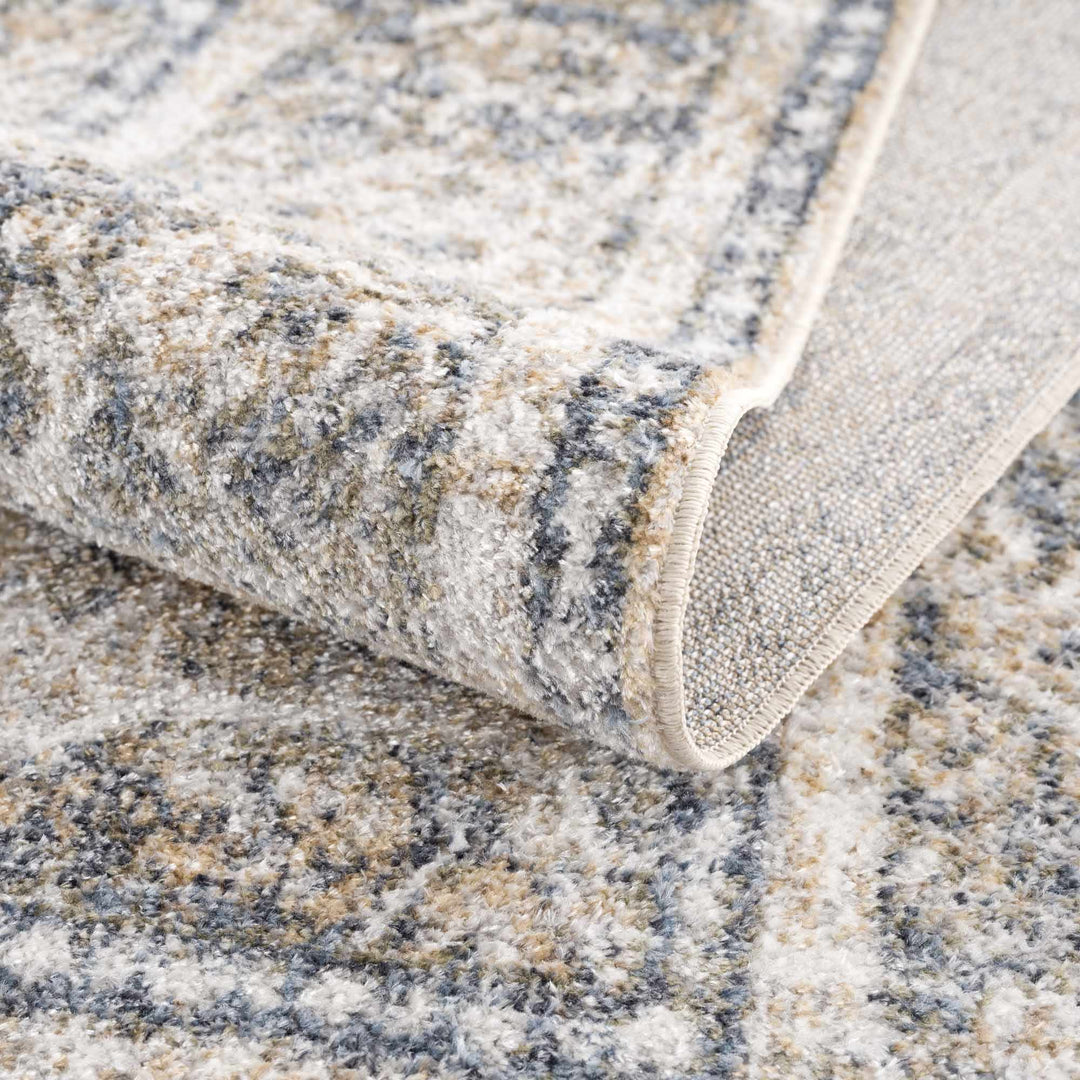 Ivory, Beige and Charcoal Vintage Style Traditional Oriental design Washable Area Rug - The Rug Decor