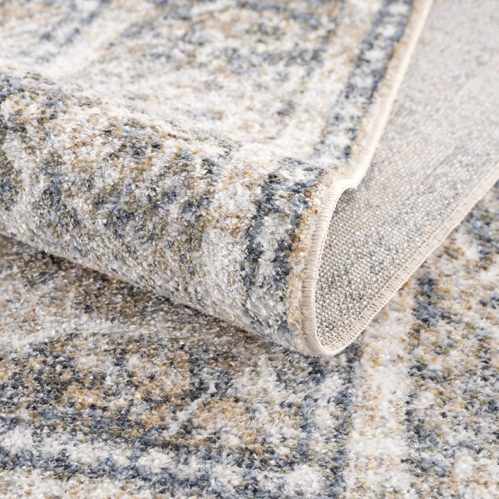 Ivory, Beige and Charcoal Vintage Style Traditional Oriental design Washable Area Rug - The Rug Decor