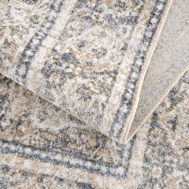 Ivory, Beige and Charcoal Vintage Style Traditional Oriental design Washable Area Rug - The Rug Decor
