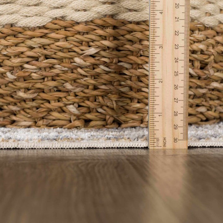Ivory, Beige and Charcoal Vintage Style Traditional Oriental design Washable Area Rug - The Rug Decor