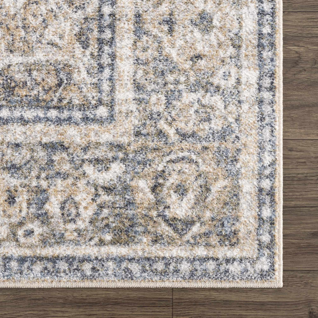 Ivory, Beige and Charcoal Vintage Style Traditional Oriental design Washable Area Rug - The Rug Decor
