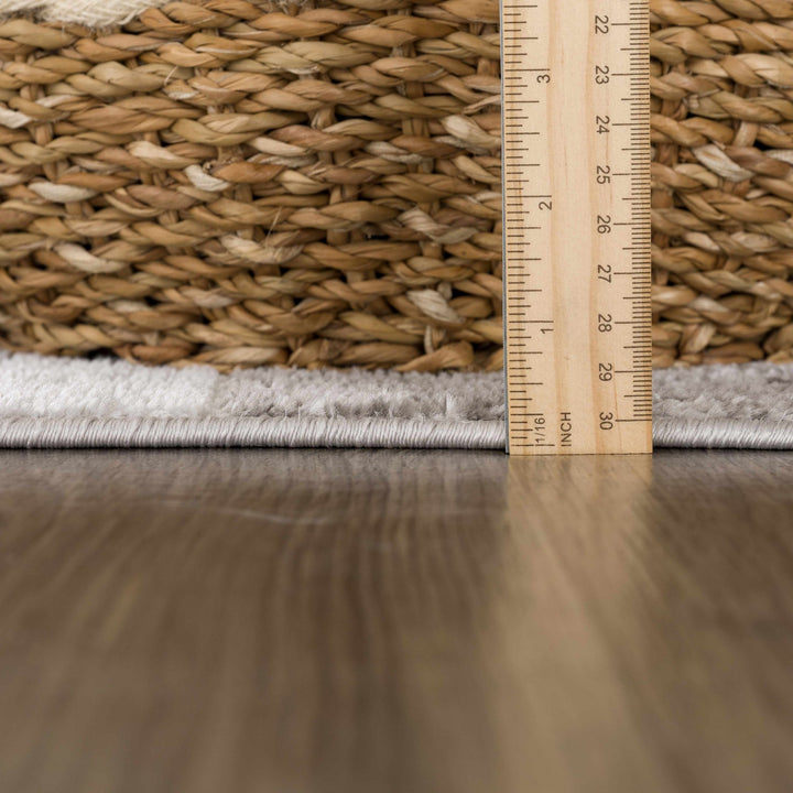 Ivory, Charcoal, Blue and Tan Modern Geometrical Stripes Design Area Rug - The Rug Decor