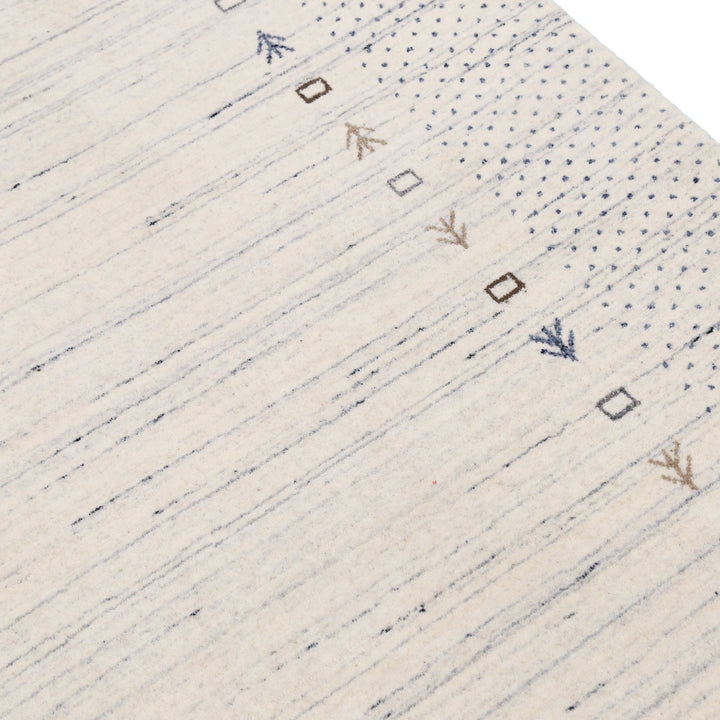 Ivory Contemporary Gabbeh Border Design Hand Loomed Wool Rug - The Rug Decor