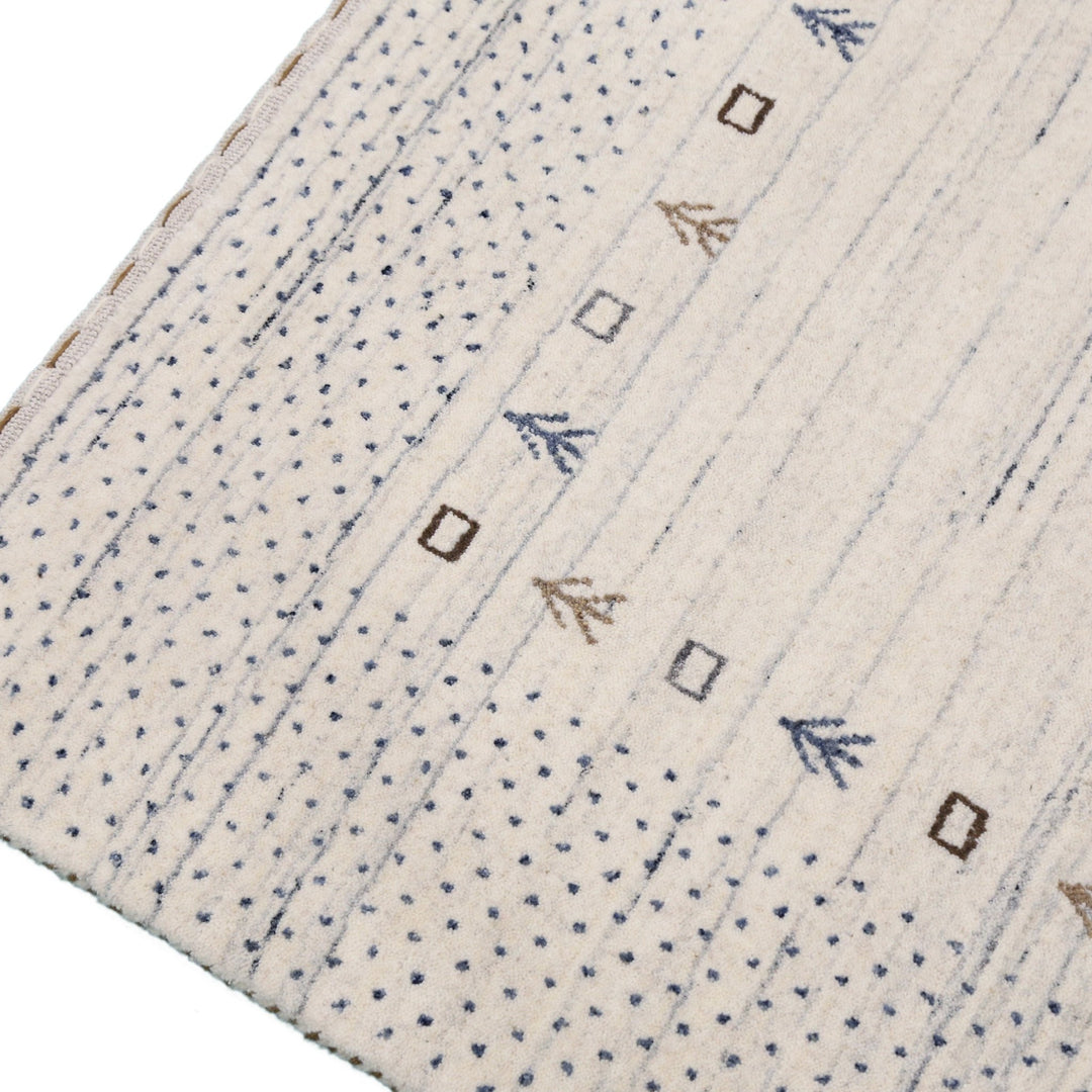 Ivory Contemporary Gabbeh Border Design Hand Loomed Wool Rug - The Rug Decor