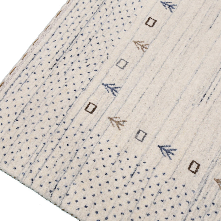 Ivory Contemporary Gabbeh Border Design Hand Loomed Wool Rug - The Rug Decor