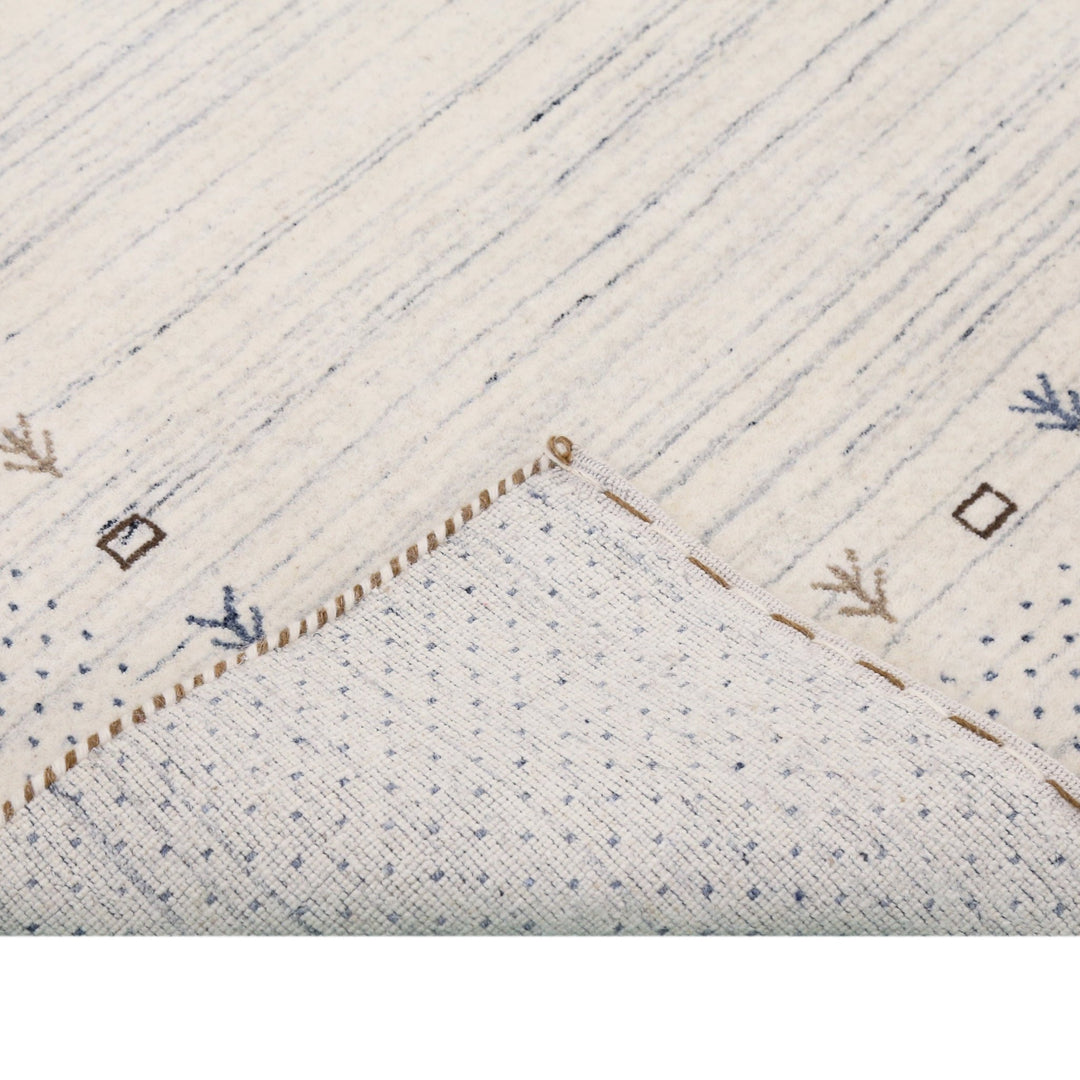 Ivory Contemporary Gabbeh Border Design Hand Loomed Wool Rug - The Rug Decor