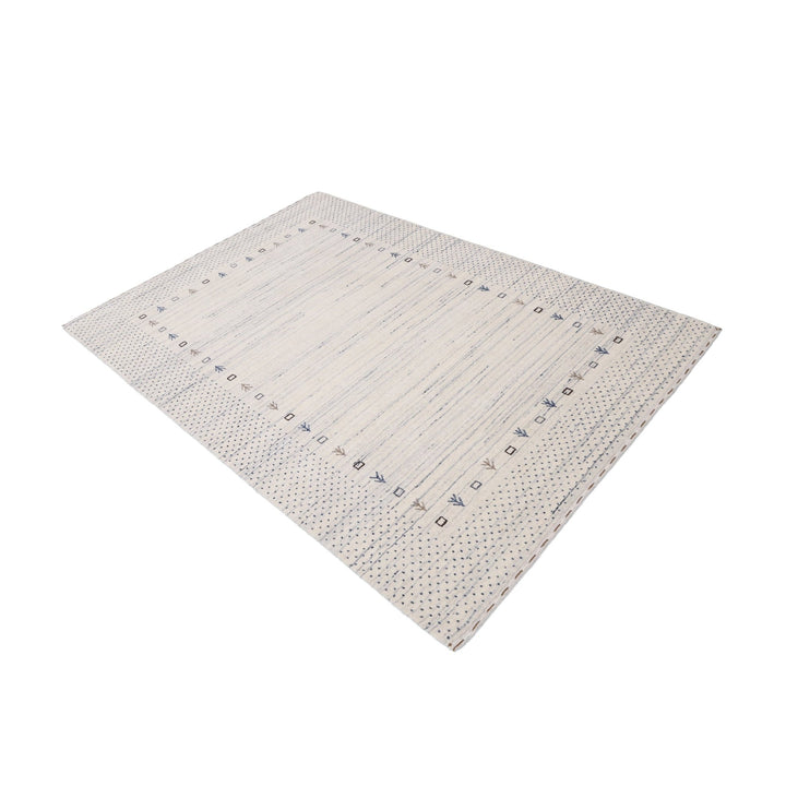 Ivory Contemporary Gabbeh Border Design Hand Loomed Wool Rug - The Rug Decor