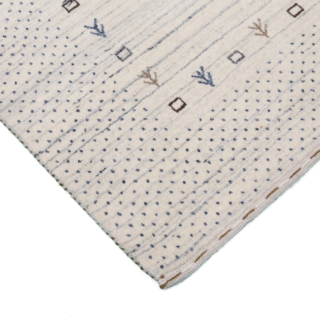 Ivory Contemporary Gabbeh Border Design Hand Loomed Wool Rug - The Rug Decor