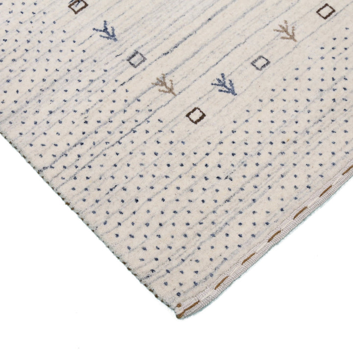 Ivory Contemporary Gabbeh Border Design Hand Loomed Wool Rug - The Rug Decor
