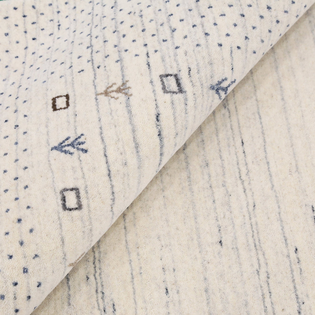 Ivory Contemporary Gabbeh Border Design Hand Loomed Wool Rug - The Rug Decor