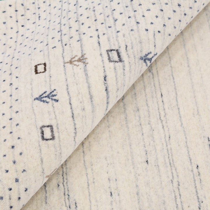 Ivory Contemporary Gabbeh Border Design Hand Loomed Wool Rug - The Rug Decor