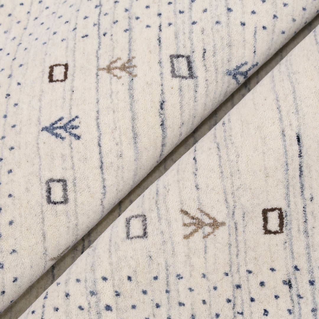 Ivory Contemporary Gabbeh Border Design Hand Loomed Wool Rug - The Rug Decor