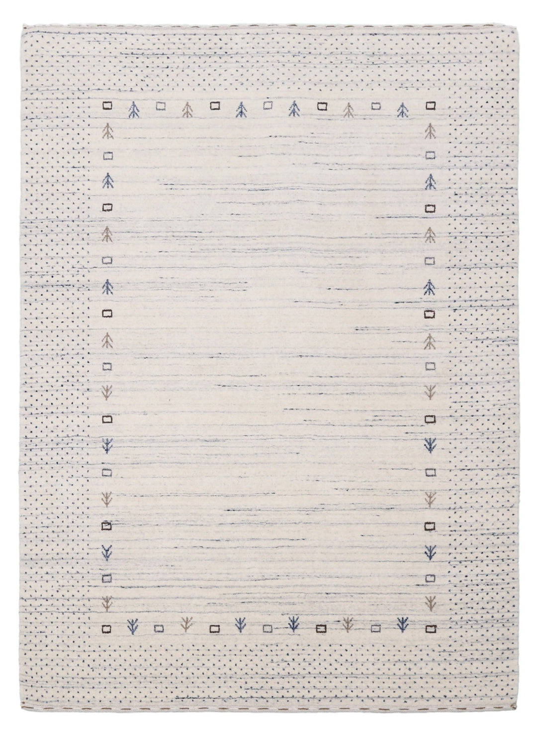 Ivory Contemporary Gabbeh Border Design Hand Loomed Wool Rug - The Rug Decor