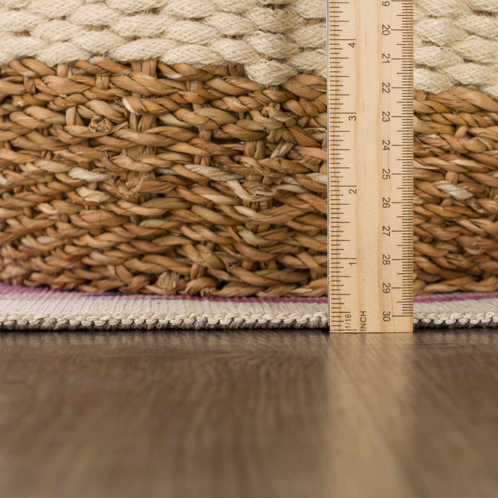 Ivory, Gold, Brown and Blue Number Printed Washable Kids Rug - The Rug Decor