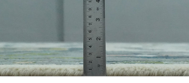 Ivory, Gray, Teal and Green Hand knotted Traditional Oushak 9x12 Wool Area Rug - The Rug Decor