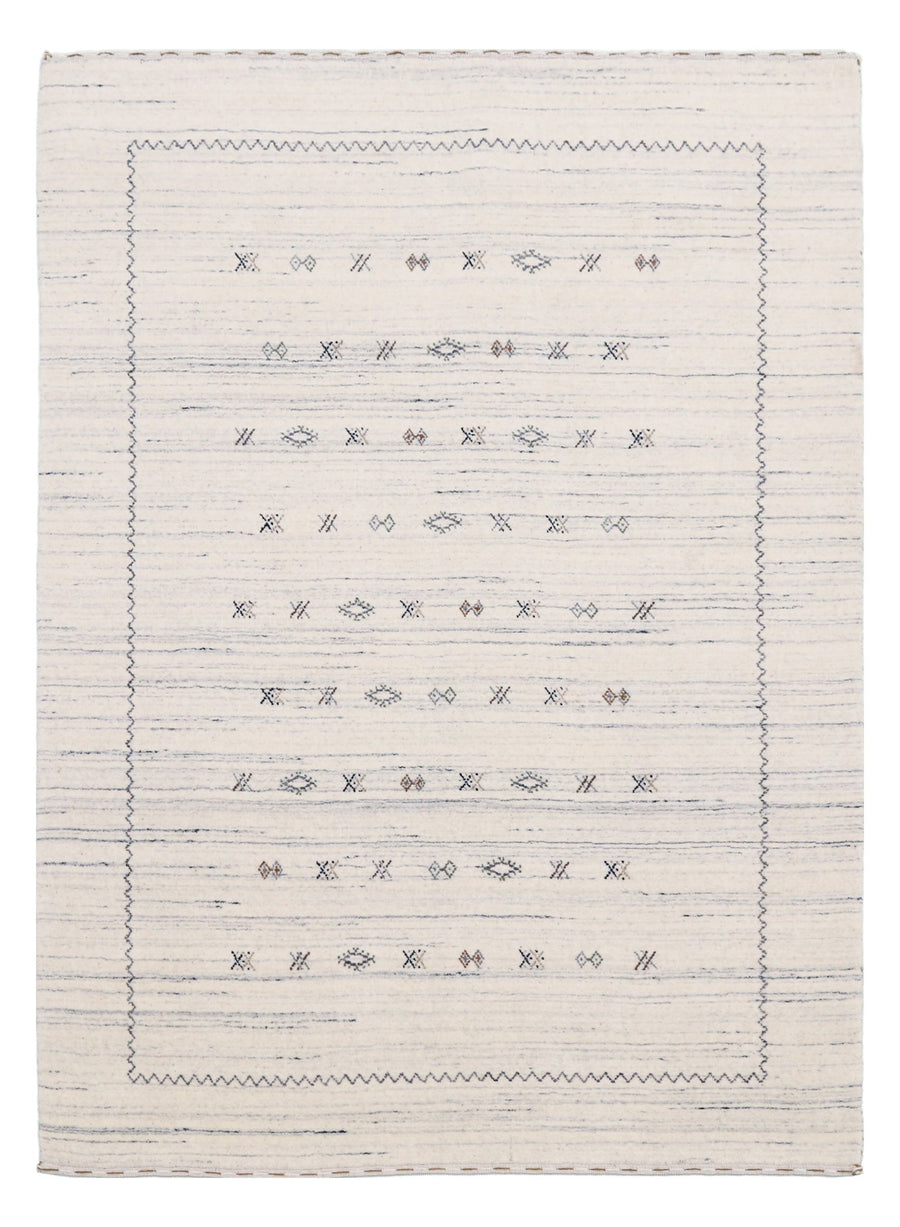 Ivory Modern Tribals Design Hand Loomed Wool Area Rug - The Rug Decor