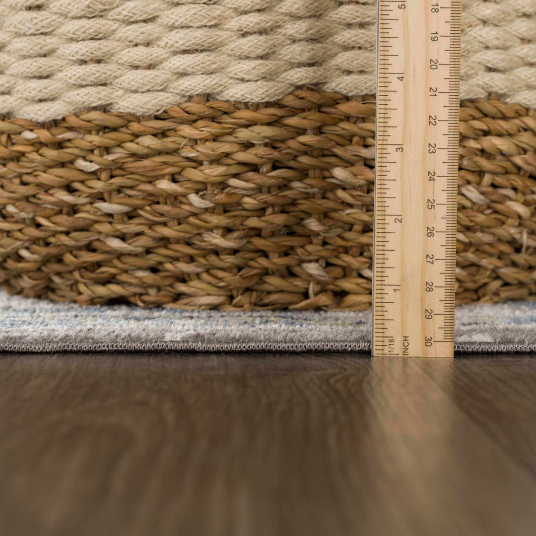 Ivory, Teal, Gray and Charcoal Traditional Transitional Design Washable Area Rug - The Rug Decor