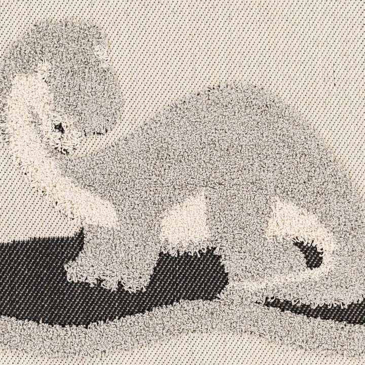 Kids Dinosaur Beige, Gray and Black high low Texture Round Outdoor safe Area Rug - The Rug Decor