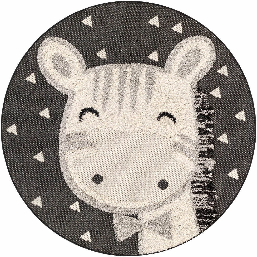 Kids Giraffe Beige, Gray and Black high low Texture Round Outdoor safe Area Rug - The Rug Decor