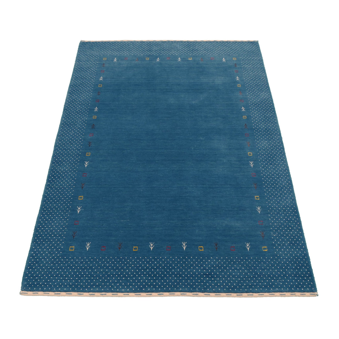 Light Blue Contemporary Gabbeh Border Design Hand Loomed Wool Area Rug - The Rug Decor